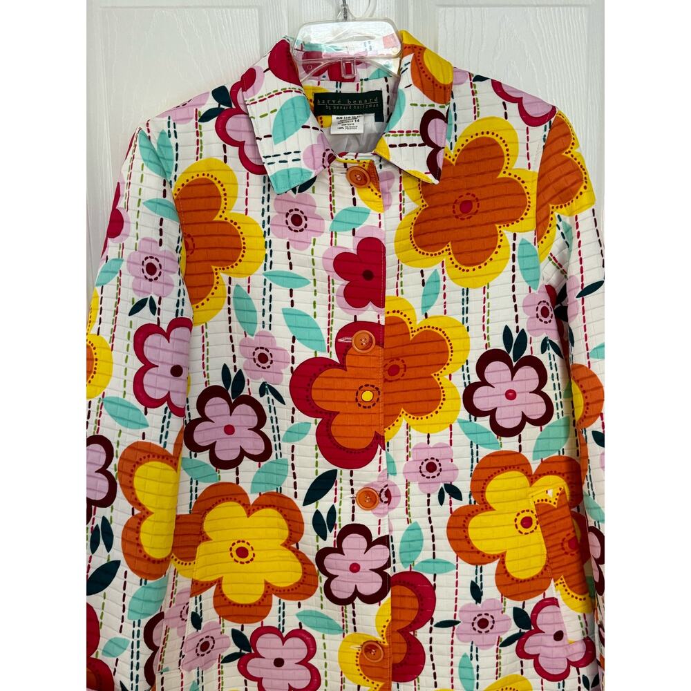 NWT Y2K Harvé Benard Floral Raincoat Size 14 – Retro Mod Flower Print vintage - Picture 14 of 16